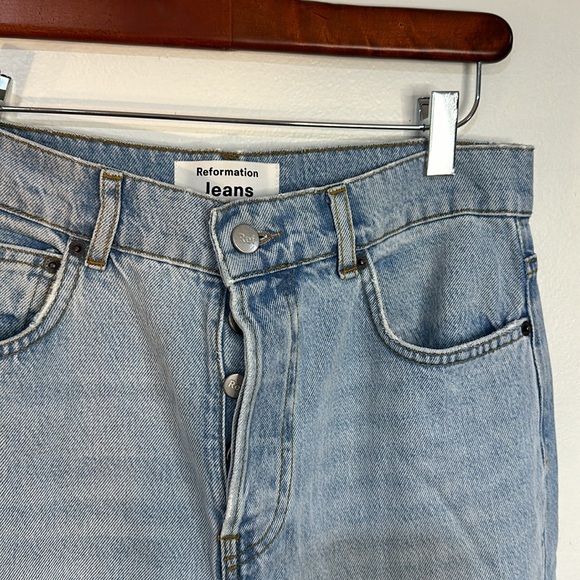 reformation jeans julia twice destroyed straight leg high waisted 27 - Picture 2 of 5